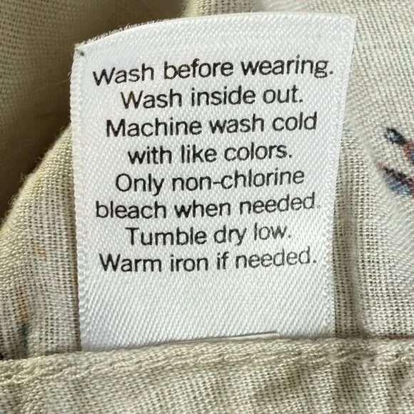 Sonoma Cowboy Print Camp Shirt Cream Linen Cotton Blend Short Sleeve Sz S - Picture 4 of 9